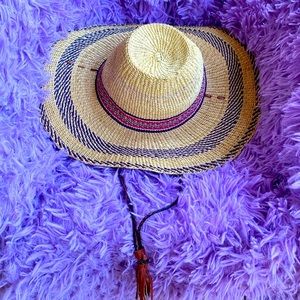 Handwoven Straw Hat Natural Mix Color